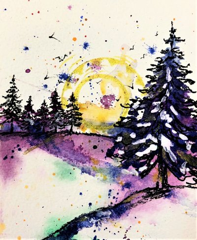 雪に覆われた森の輝き 作： Anda Bieza