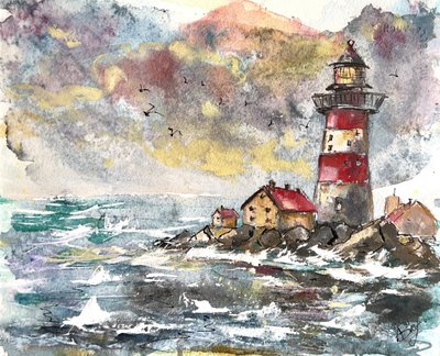嵐の灯台海岸 作： Anda Bieza