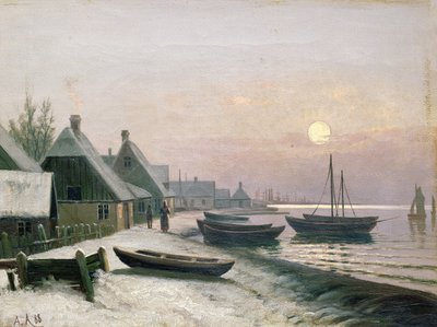 冬の日差しの中で漁船 作： Anders Andersen Lundby