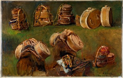 "Etude de bats pour bete de somme" (Pack Saddles and other Objects) Peinture d