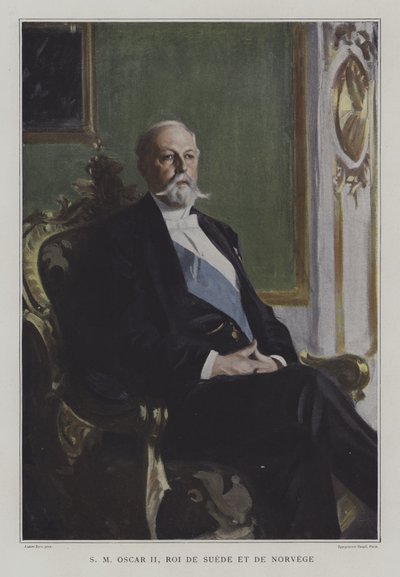 スウェーデン・ノルウェー国王オスカー2世（カラーリトグラフ 作： Anders Leonard (after) Zorn