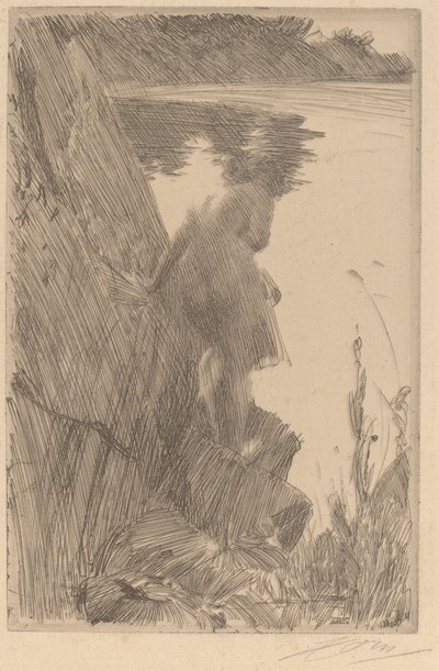 入浴者 III 後ろからの入浴者、1896 年。 作： Anders Leonard Zorn