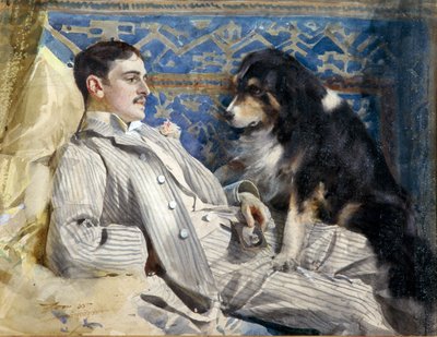 Clarence Barker (morten en 1896 - pianiste et compositeur americain) - par Zorn, Anders Leonard (1860-1920).紙に水彩画、サイズ：35x46 作： Anders Leonard Zorn