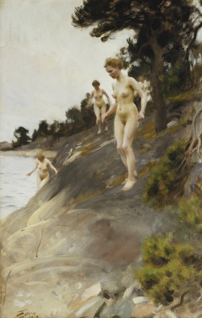 おびえた。スクラムダ、1912 作： Anders Leonard Zorn