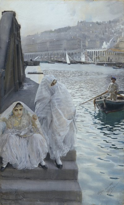 アルジェの港から par Zorn, Anders Leonard (1860-1920).紙に水彩画、サイズ：67x41 作： Anders Leonard Zorn