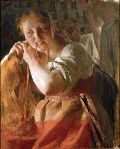マルギット・パー・ゾルン、アンダース・レオナルド（1860-1920）。キャンバスに油彩、サイズ：78x63,7 作： Anders Leonard Zorn