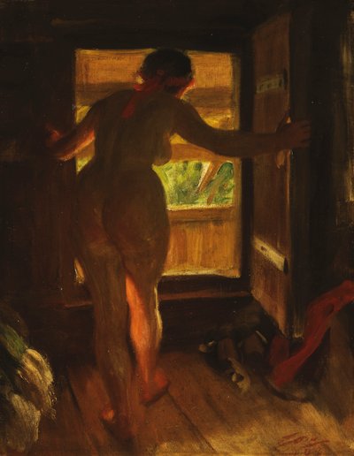 ドアを開けたモーラ少女、1903 作： Anders Leonard Zorn