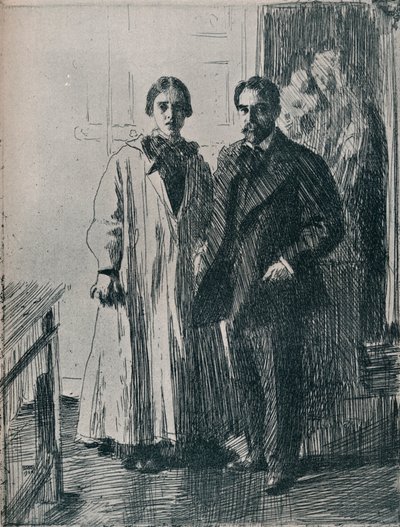 Anders Zorn、c1880-1906、1906のエッチングからのアサートンカーティス夫妻 作： Anders Leonard Zorn