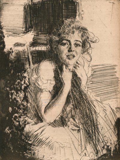 Mlle Emma Rassmussenの肖像、1904年、1906年 作： Anders Leonard Zorn