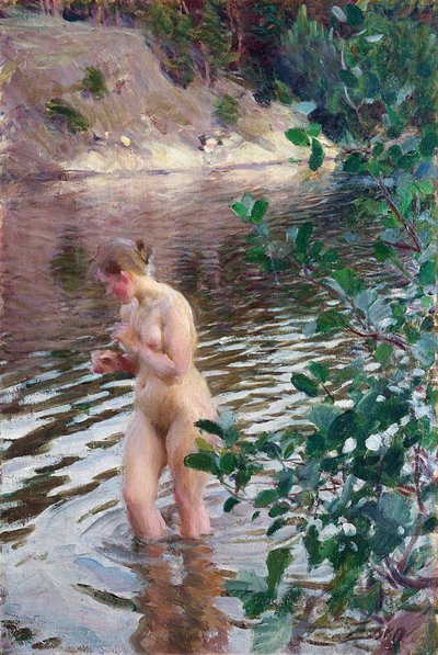 冷たい流れ』 アンダース・レオナルド（1860-1920）の作品。キャンバスに油彩、サイズ：98x66 作： Anders Leonard Zorn