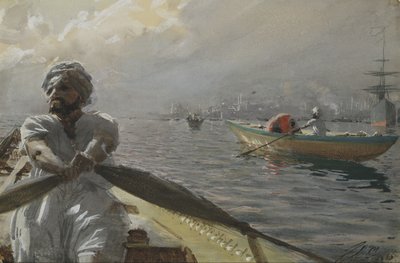 コンスタンティノープル港のトルコ人船員、1886年（紙にトイレ） 作： Anders Leonard Zorn