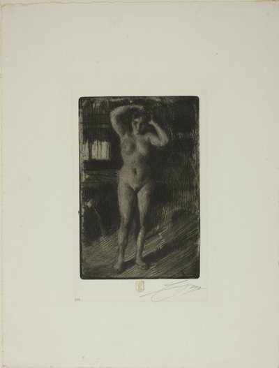 髪を整えるアンナ 作： Anders Leonard Zorn