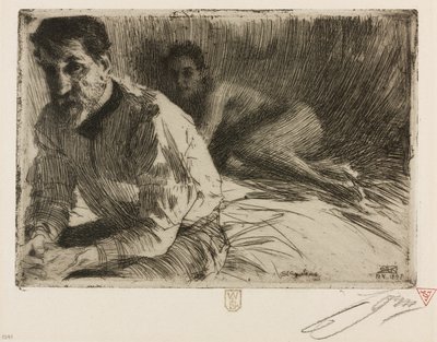 Augustus Saint Gaudens II (Saint Gaudens と彼のモデル) 作： Anders Leonard Zorn