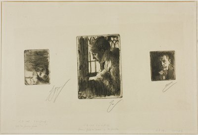 少女の頭；窓辺の農民の少女；アンダース・ゾーン 作： Anders Zorn