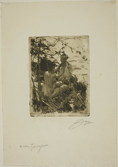 戸外で 作： Anders Leonard Zorn
