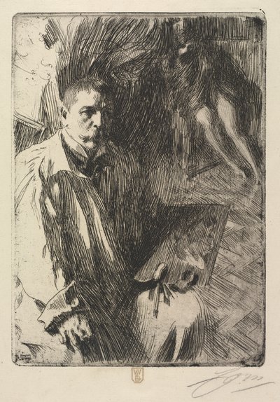 アーティストと彼のモデルの肖像 作： Anders Leonard Zorn
