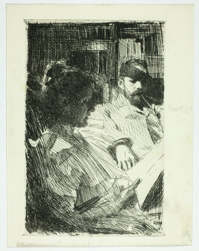 Reading (Mr. and Mrs. Ch. Deering) 作： Anders Leonard Zorn