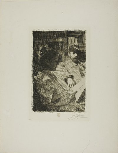 Reading (Mr. and Mrs. Ch. Deering) 作： Anders Leonard Zorn