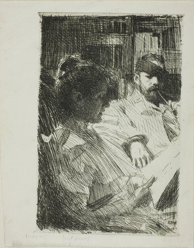 Reading (Mr. and Mrs. Ch. Deering) 作： Anders Leonard Zorn