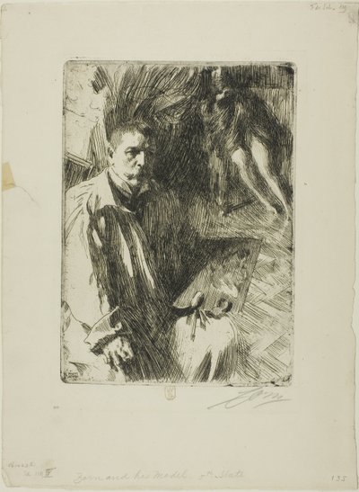モデル II との自画像 作： Anders Leonard Zorn