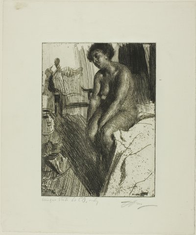 座っている黒人 作： Anders Leonard Zorn