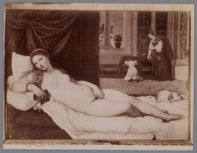 ティツィアーノの絵画「ウルビーノのヴィーナス」の写真複製 Firenze, Venere (Tiziano Gall. Uff.) (オブジェクトのタイトル) 作： Anderson (firma)
