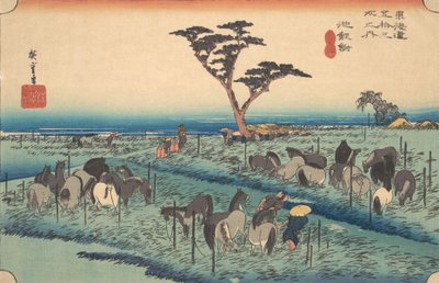 千里生駅40号 1834年頃。 1834年。 作： Ando Hiroshige