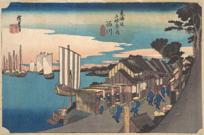 品川の夜明け, ca. 1834年頃。 1834年。 作： Ando Hiroshige