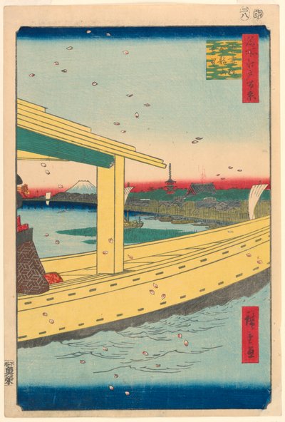 吾妻橋から金龍山遠景（吾妻橋・金龍山エンボ） No.39 名所江戸百景より 作： Ando Hiroshige