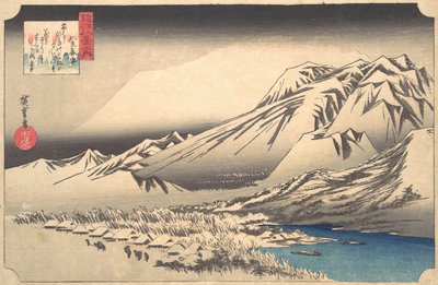 比良山の夕雪、19世紀。 作： Ando Hiroshige