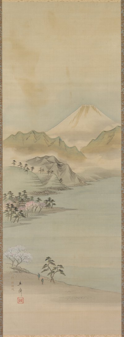 諏訪湖、19世紀。 作： Ando Hiroshige