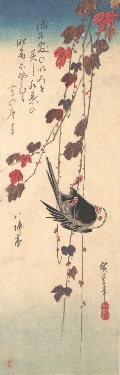 オータム アイビーのエナガ、カリフォルニア州。 1835年頃。 1835年。 作： Ando Hiroshige