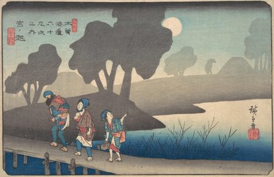 木曽街道六十九次より 宮ノ越の月夜 1838年頃。 1838年。 作： Ando Hiroshige
