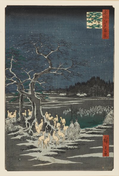 大晦日の狐火、王子、19 世紀 作： Ando Hiroshige