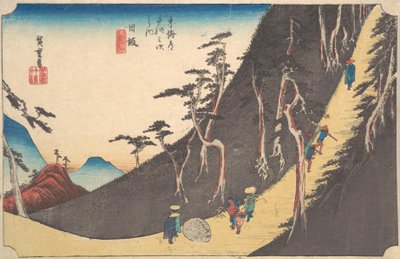 日坂、中山沙代、ca。 1834年頃。 1834年。 作： Ando Hiroshige