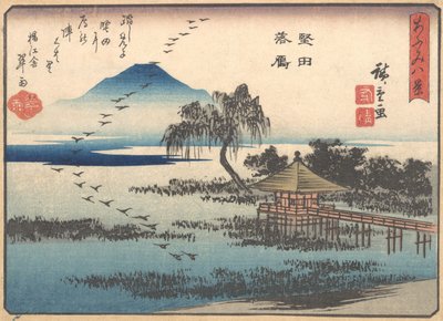 1857年、カタタでガチョウを返してください。 作： Ando Hiroshige