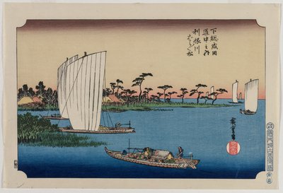 1919年に発表された、利根川沿いの散在する松... 作： Ando Hiroshige