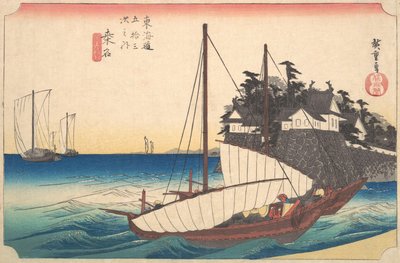 四十三駅: 桑名港七里フェリー、五十三駅から… 1833-34。 作： Ando Hiroshige