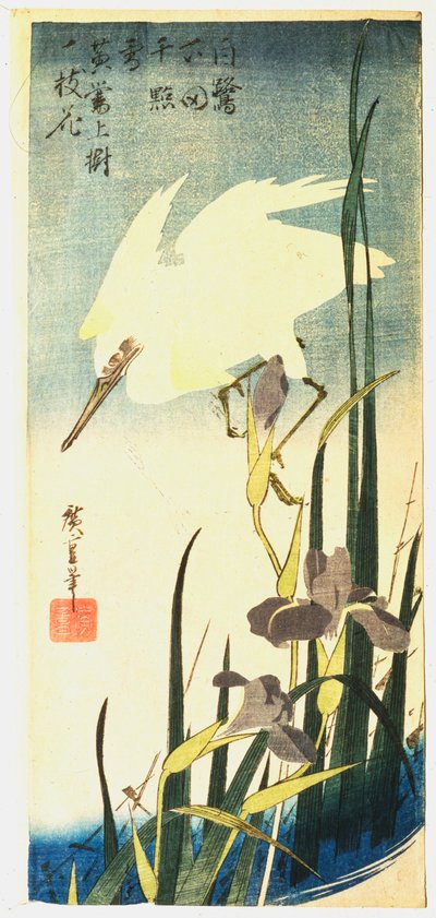 ホワイトヘロンとアイリス、1833 作： Ando Hiroshige