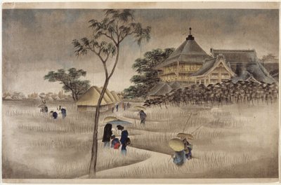 (下に小屋のある大きな建物) (17.218と同じ) 作： Ando or Utagawa Hiroshige