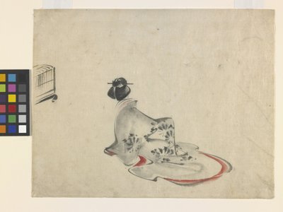 お辞儀をする女性（紙にインクとカラー） 作： Ando or Utagawa Hiroshige