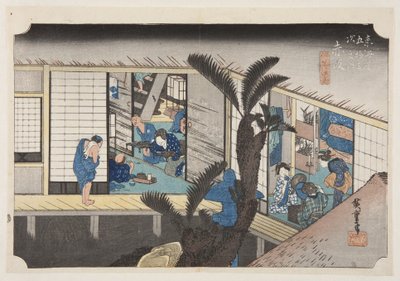 赤坂。赤坂・料社婦の図」（カラー木版画 作： Ando or Utagawa Hiroshige