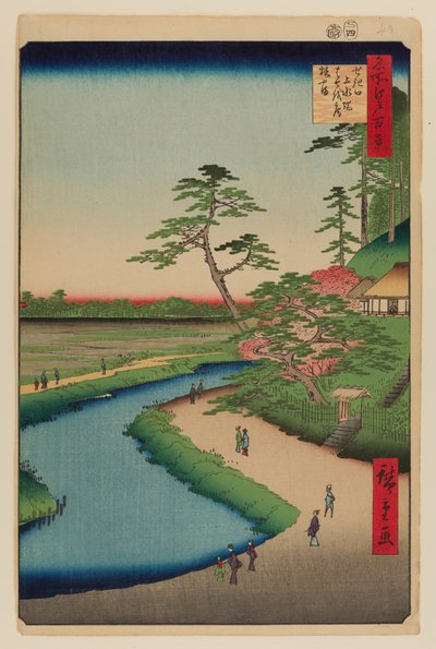 芭蕉庵と関口神田水道の椿の丘 作： Ando or Utagawa Hiroshige
