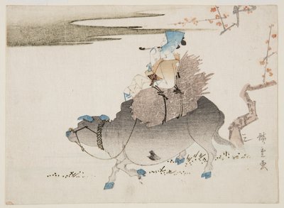 牛飼いと牛（カラー木版画 作： Ando or Utagawa Hiroshige
