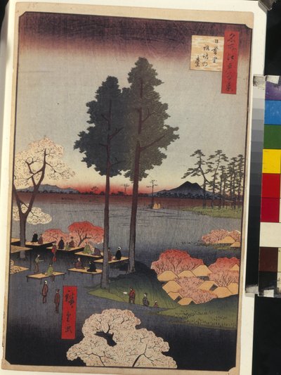 名所江戸百景 日暮里諏訪崖 - 歌川広重 (1797-1858) - 1856-1858 - カラー木版 - 国立エルミタージュ美術館、サンクトペテルブルク 作： Ando or Utagawa Hiroshige