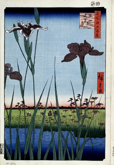 「名所江戸百景」：「菖蒲と堀切」 (堀切の菖蒲 (名所江戸百景) 歌川広重 (1797-1858) 版画) 1856-1858 サンクトペテルブルク エルミタージュ美術館 作： Ando or Utagawa Hiroshige