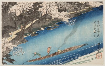 嵐山の満開の桜（嵐山萬華）（カラー木版画 作： Ando or Utagawa Hiroshige