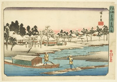 マサキの雪の後の晴天（マサキ・ユキバレの図）（カラー木版画 作： Ando or Utagawa Hiroshige