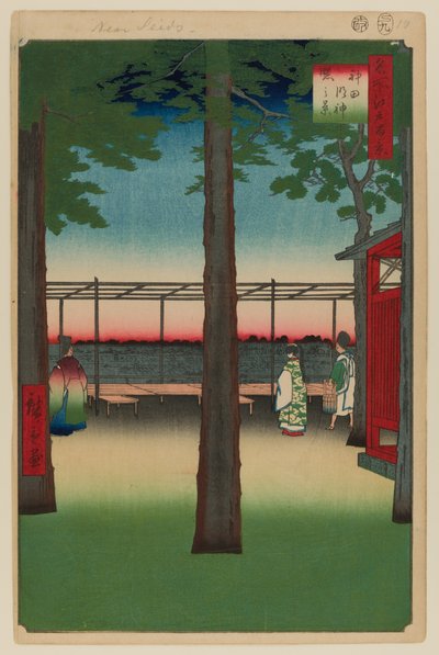 神田明神の夜明け 作： Ando or Utagawa Hiroshige