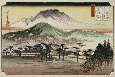 三井寺の夜の鐘、シリーズ「ビエワ湖の8つの景色」 作： Ando or Utagawa Hiroshige